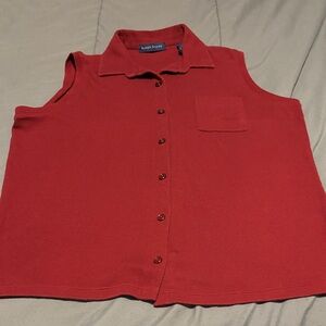 Karen Scott Sleeveless Button Down Shirt, Size L